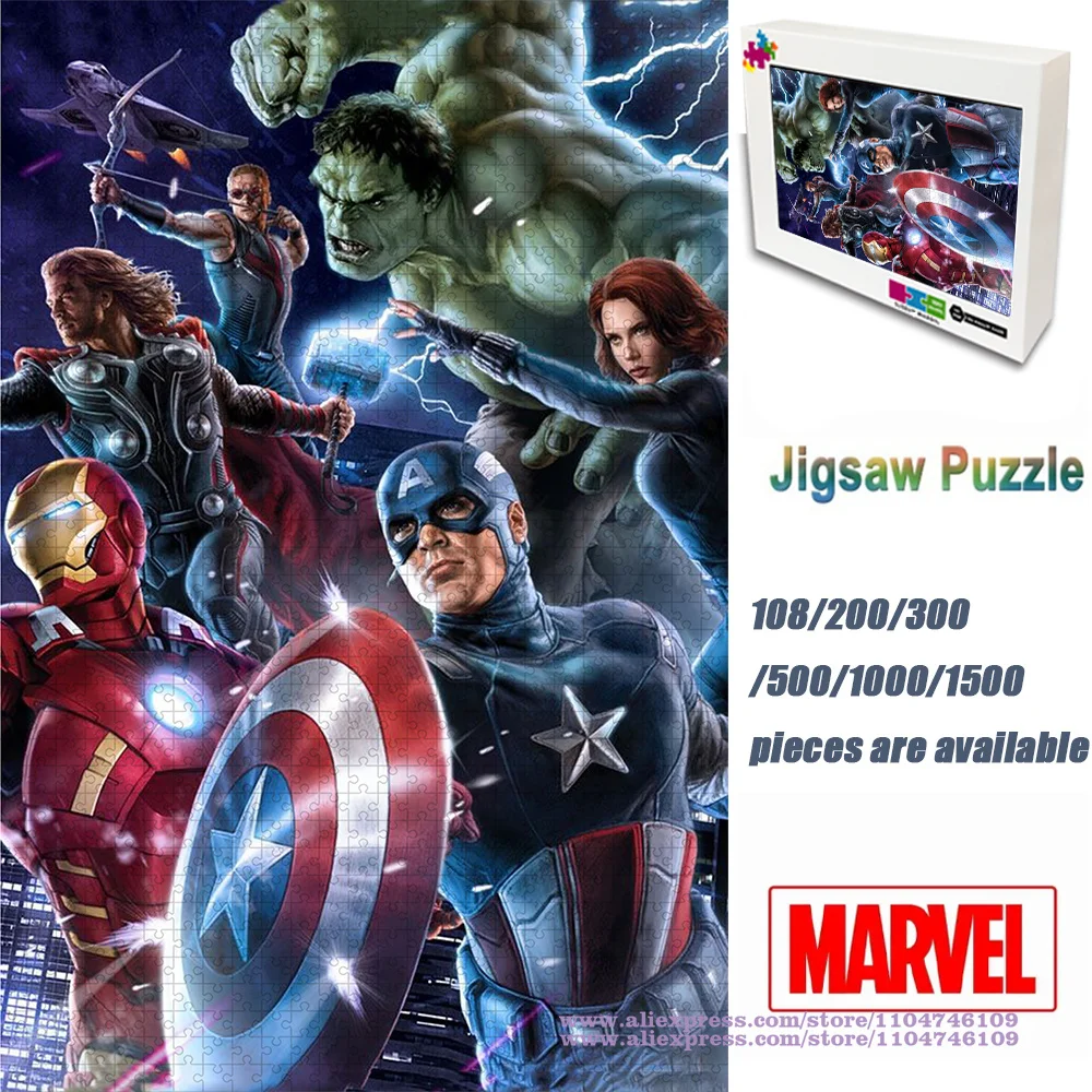 

108/200/300/500/1000/1500Pcs Marvel Heroes Puzzle Jigsaw Intelligence Puzzles for Kids Unisex Puzzle Gift Home Decoration