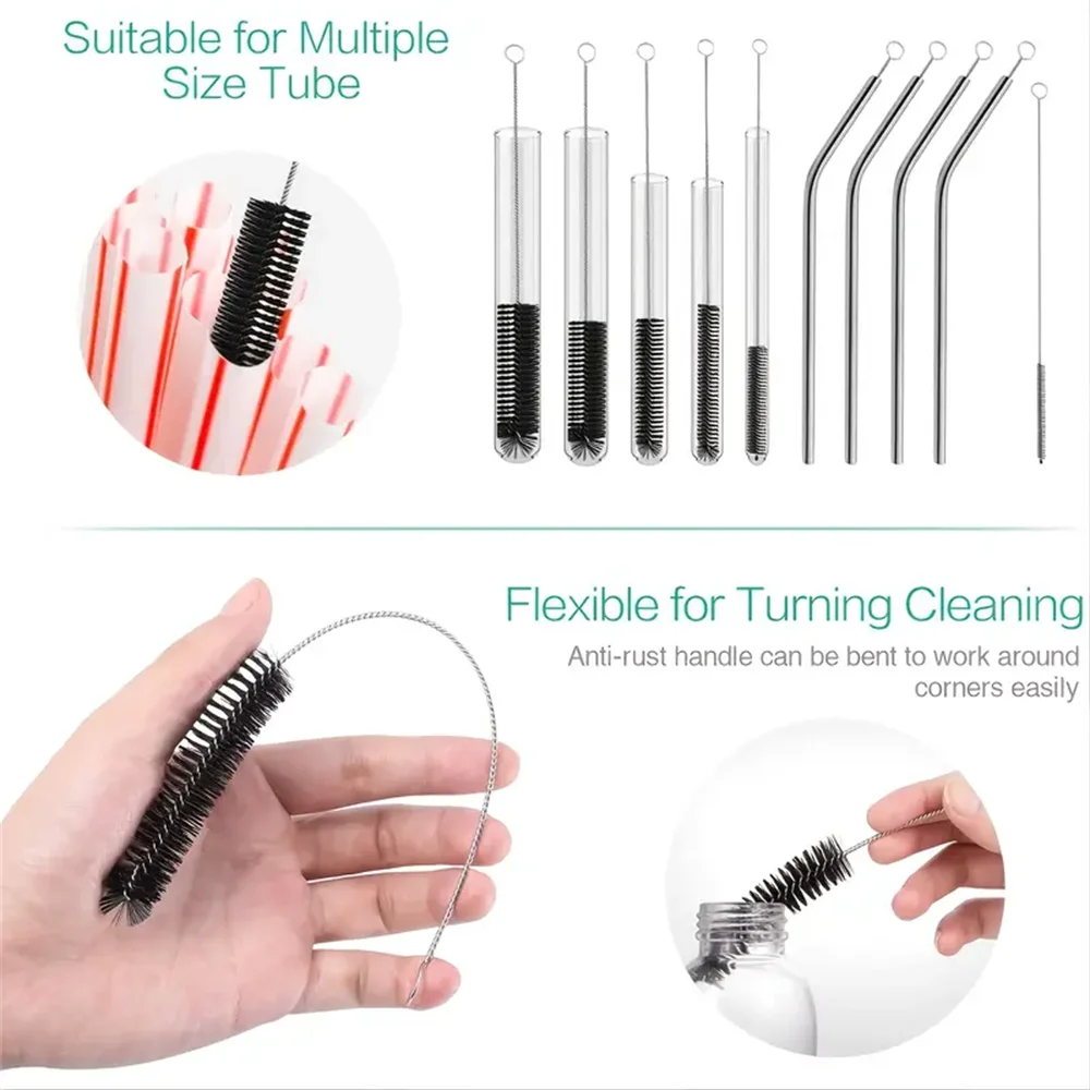 10pcs Bottle Cleaning Brushes Multifunctional Reusable Straw Cleaning Brush For Narrow Neck Bottles Cups