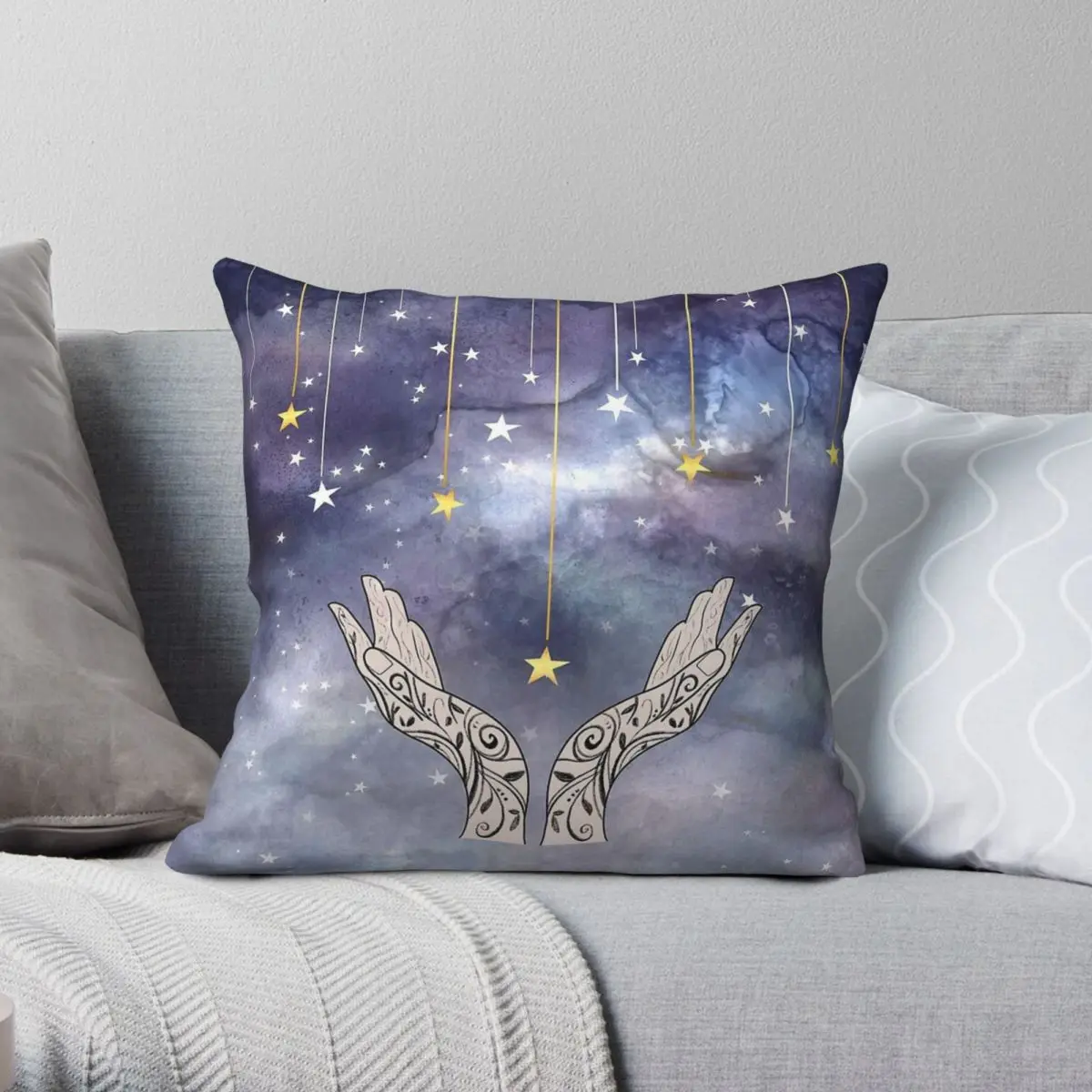 Falling Stars ACOTAR Square Pillowcase Polyester Linen Velvet Creative Zip Decorative Home Cushion Cover