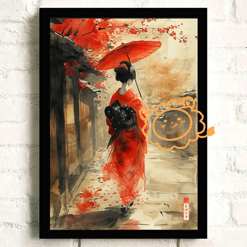 ملصق طلاء بالحبر الياباني سومى ، بوابة نهر توري ، طباعة قماش الجيشا ، زخرفة جدارية ، لوحة لغرفة المعيشة المنزلية #2