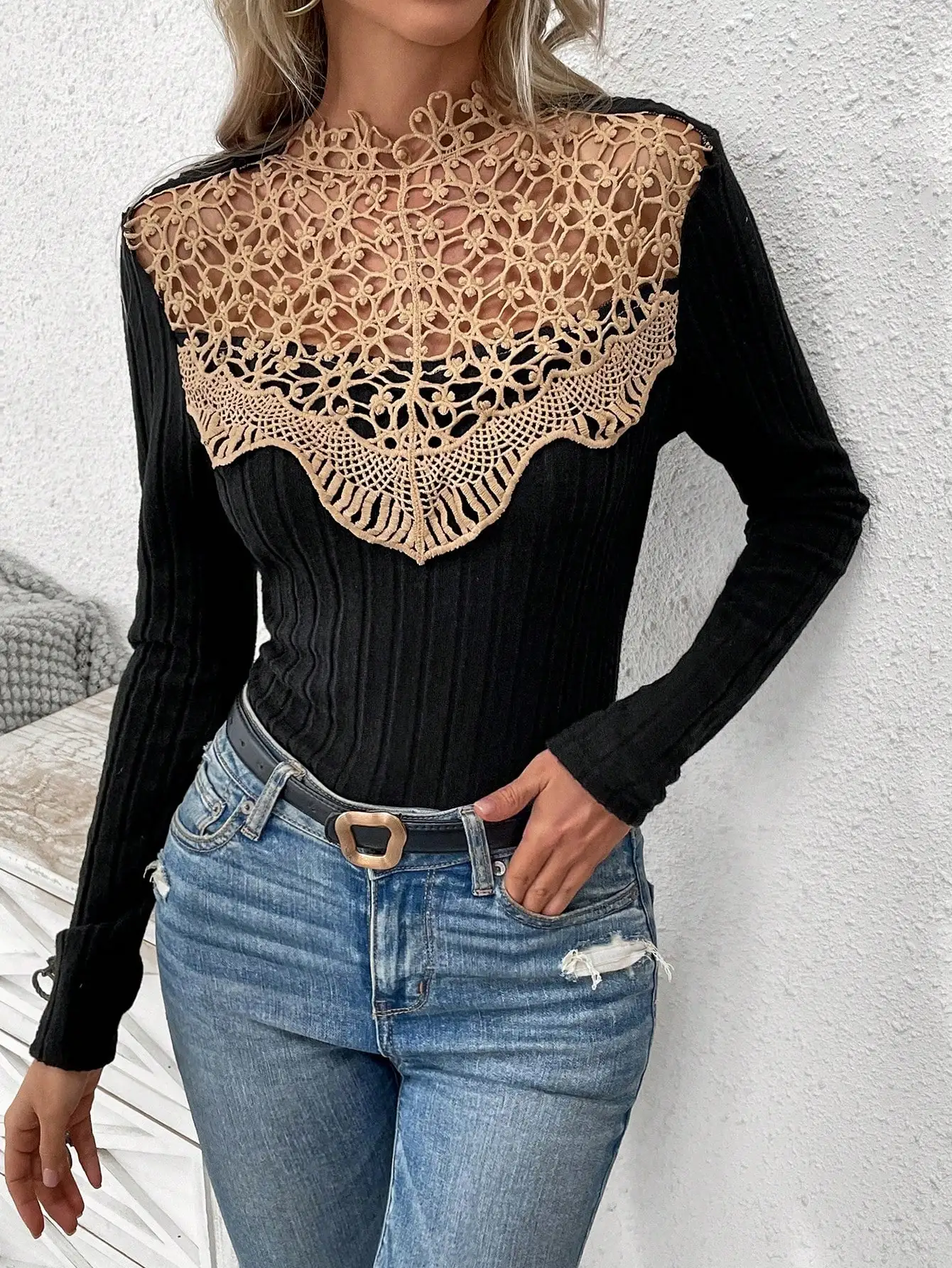 2024 New Fashion Women\'s T-shirt Long sleeved Slim Fit and Elegant Round Neck T-shirt Versatile Top