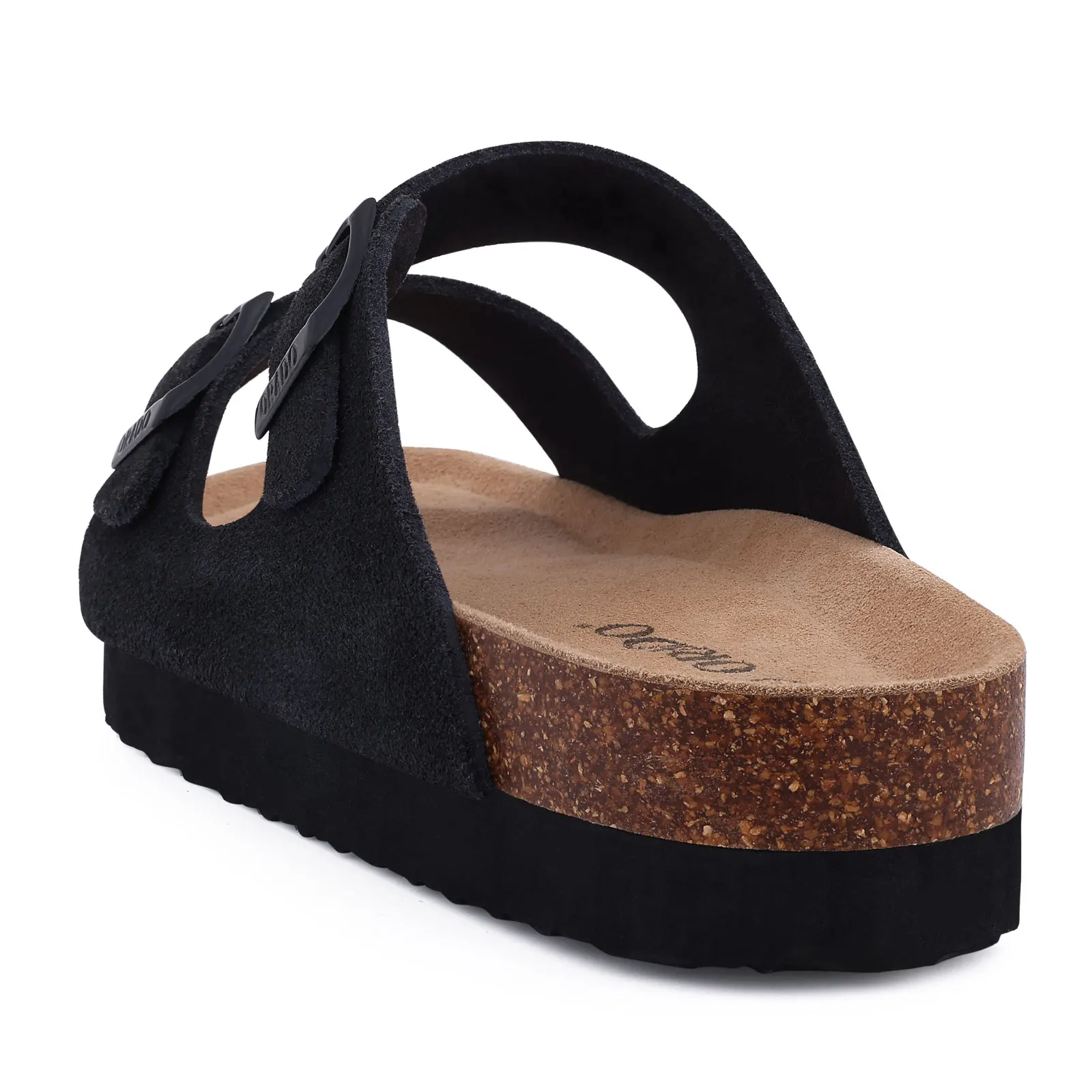 Kidmi New Men Sandals Men Double Buckle Sandals Cork Suede Men Slippers Outdoor Beach Slide Sandals Casual Soft Nonslip Sandals