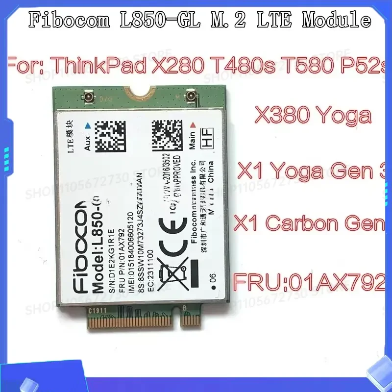 for Z Fibocom L850 GL L850 01AX792 Wireless Network Card Compatible with X1 Carbon 6th X280 T480 T480s