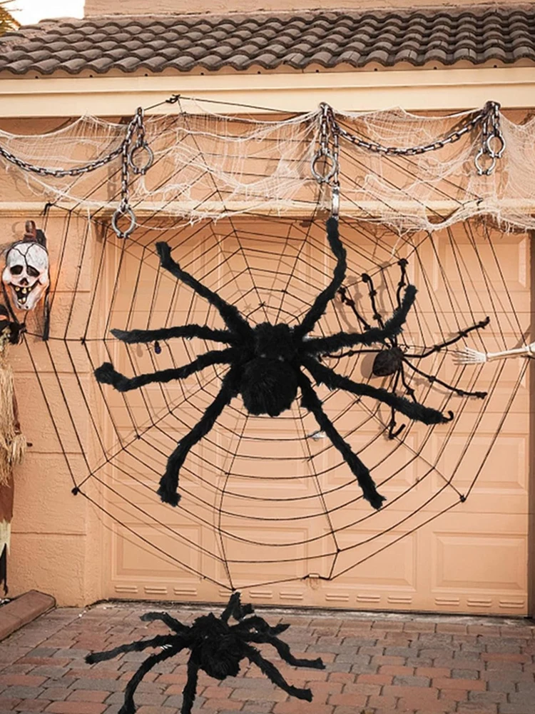 Halloween Decoration Big Spider Fake Spiders Scary Black Soft Hairy Scary Spider for Outside Yard Porch Garden Decor