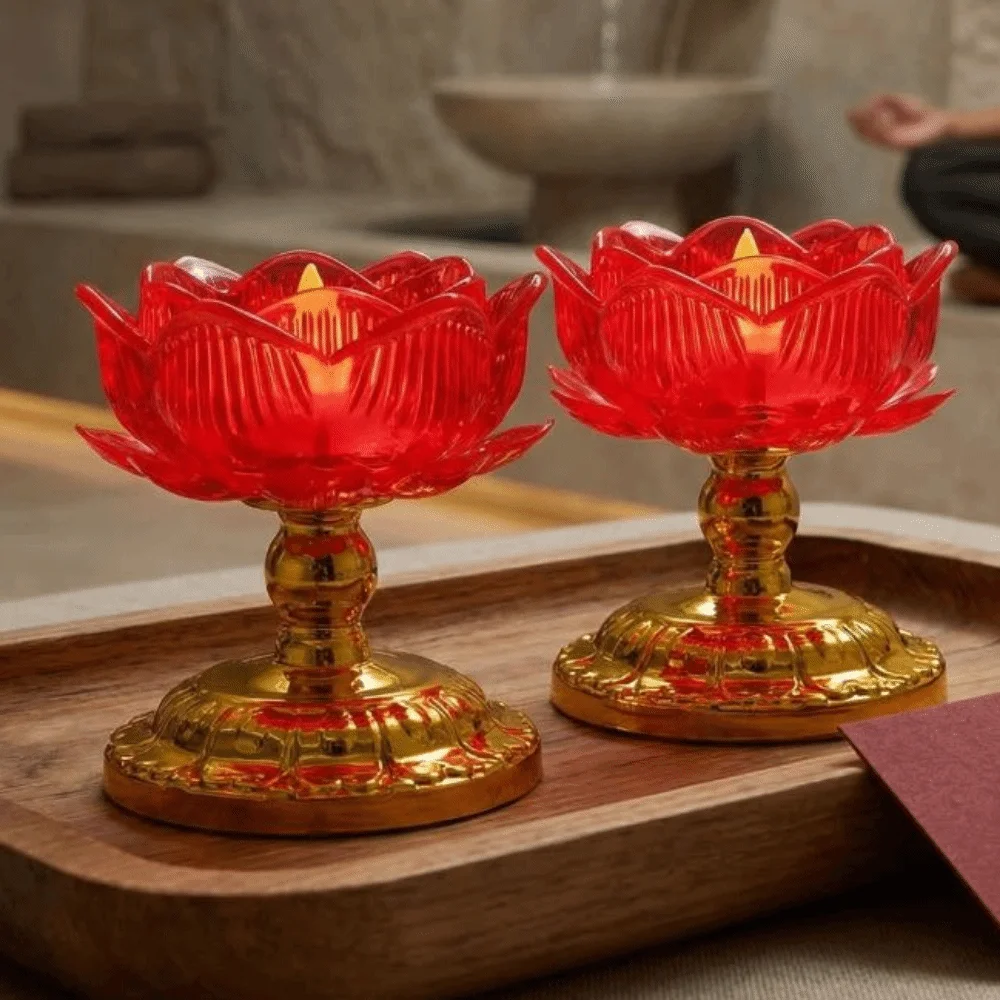 

2Pcs Creative Electronic Incense Burner Set Battery Operated Waterproof Swing Flameless Candles Lotus Shaped Decorative