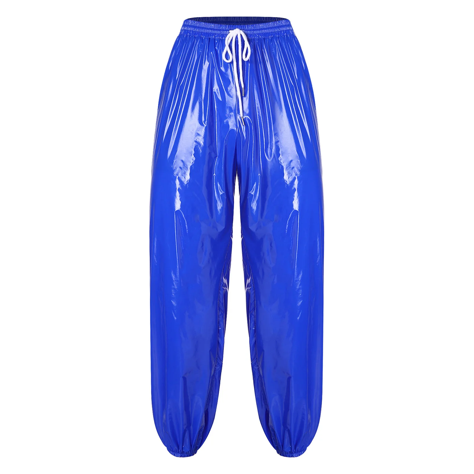 Waterdichte joggingbroek voor heren, glanzende Y2K-broek met trekkoord, elastische tailleband, zijzakken, baggy, glanzende broek, hiphopbroek