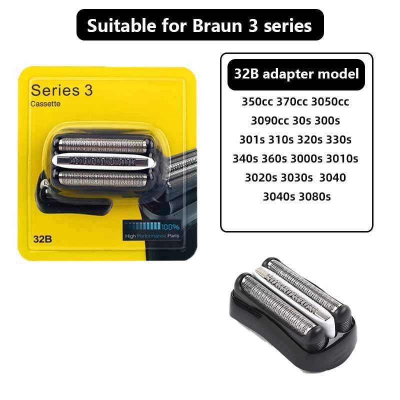 Feuille de bloc de coupe de tête de rechange originale Braun série 3 32B 32S 21BShaver pour 301S 310S 320S 340S 360S 3040S 3010S 3050cc Modesl