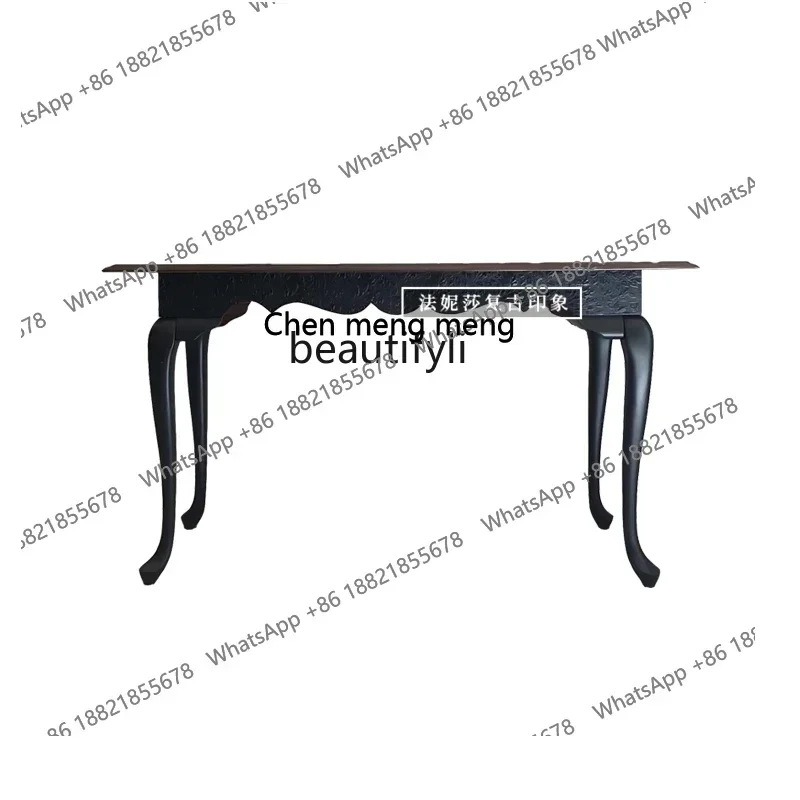 

D178 French entry entrance table solid wood carving retro black corridor aisle entrance platform