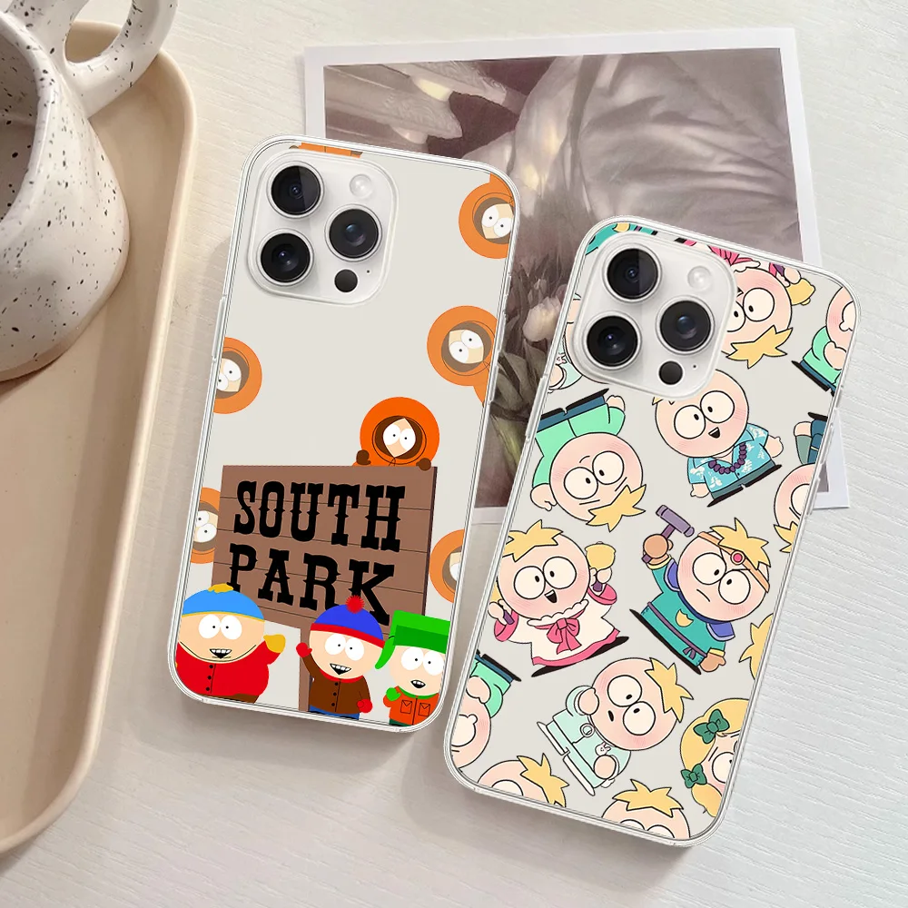 Phone Case For Samsung S24 23 22 21 ULTRA PLUS A55 35 25 15 04 5G Transparent Shell S-South Cartoon P-Park