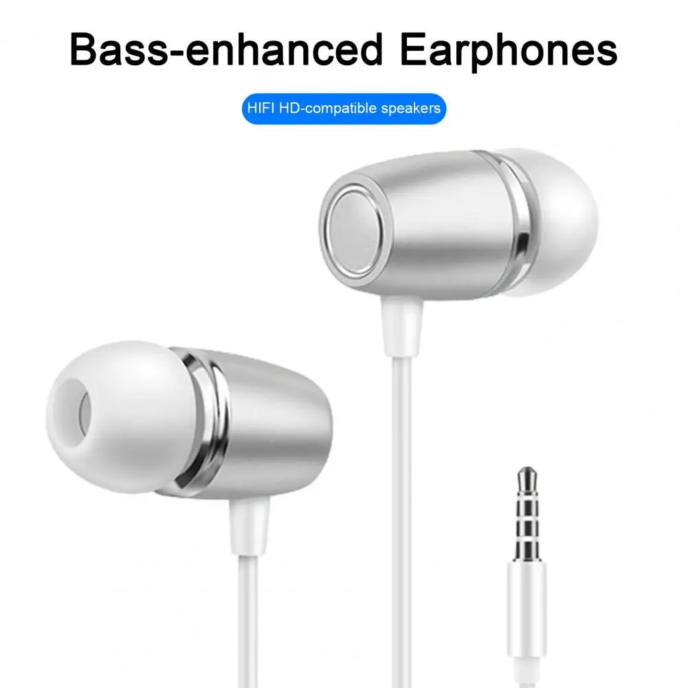 Wired Headset for Computers Hifi Hd-compatible Earphones Metal Heavy In-ear Earbuds with Microphone for Mobile Phones Computers