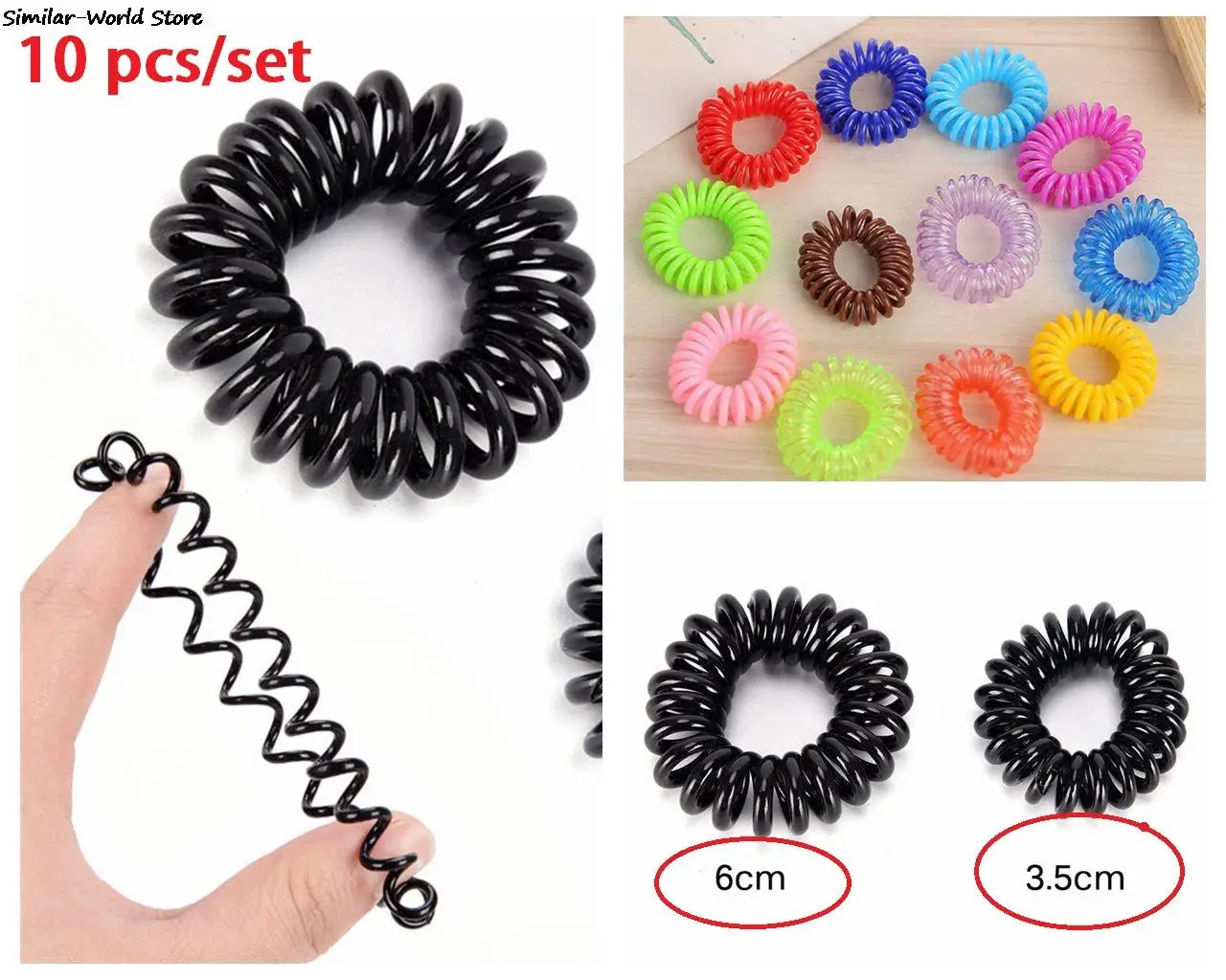 New 10PCS/lot Rubber Band Headwear Rope Spiral Shape Elastic Hair Bands Girls Hair Accessories  Hair Ties Gum Telephone Wire