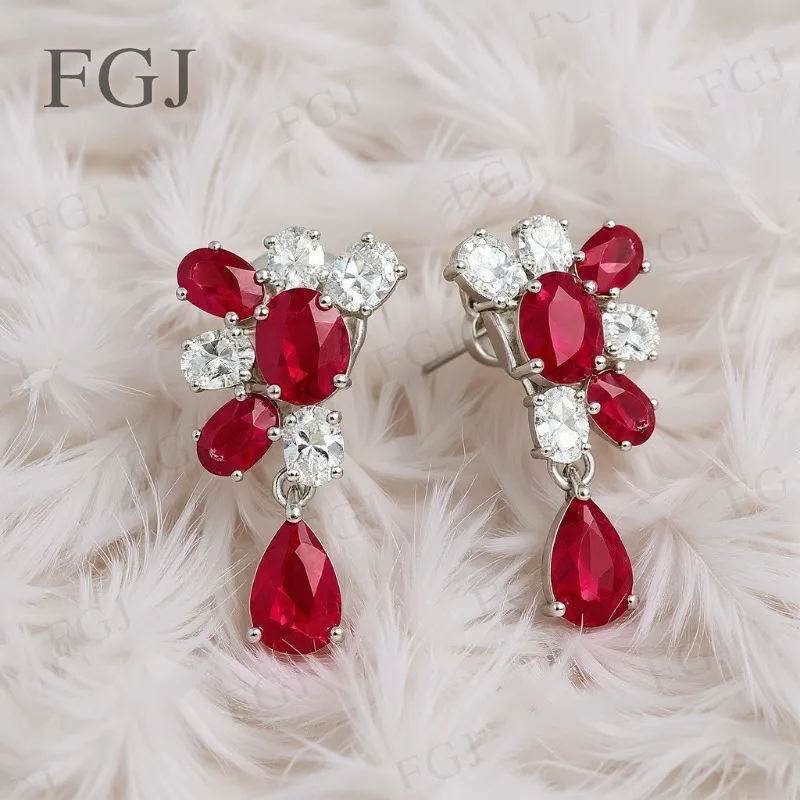 

Серьги из стерлингового серебра 925 пробы с рубином, роскошные серьги с муассанитом грушевидной огранки, 2 стиля, ювелирные изделия для свиданий, дня рождения, подарки