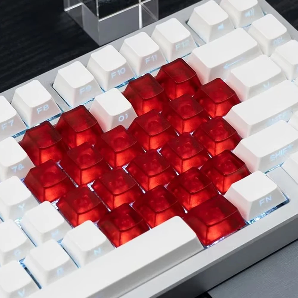 21 Stück Comfort Typing PBT 1U-Tastenkappen mit einzigartigem Kopf, transparente Tastenkappe, keine gravierten Tastenkappen für Tastatur-Enthusiasten