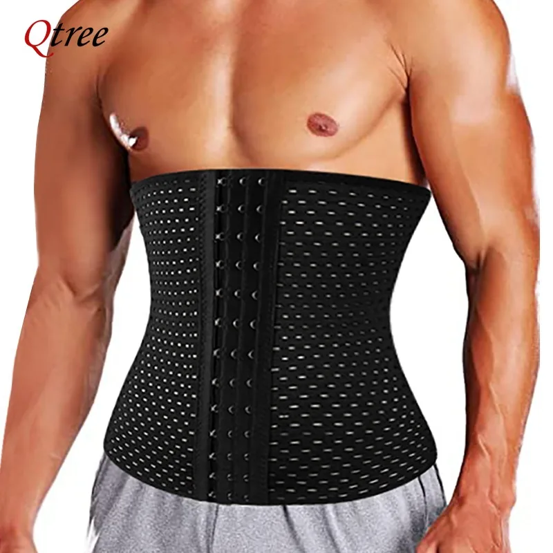 Qtree Men Body Shaper Waist Trimmer Corset Slimming Beer Belly Fat Cellulite Tummy Control Stomach Girdle Slimming Patch Belt