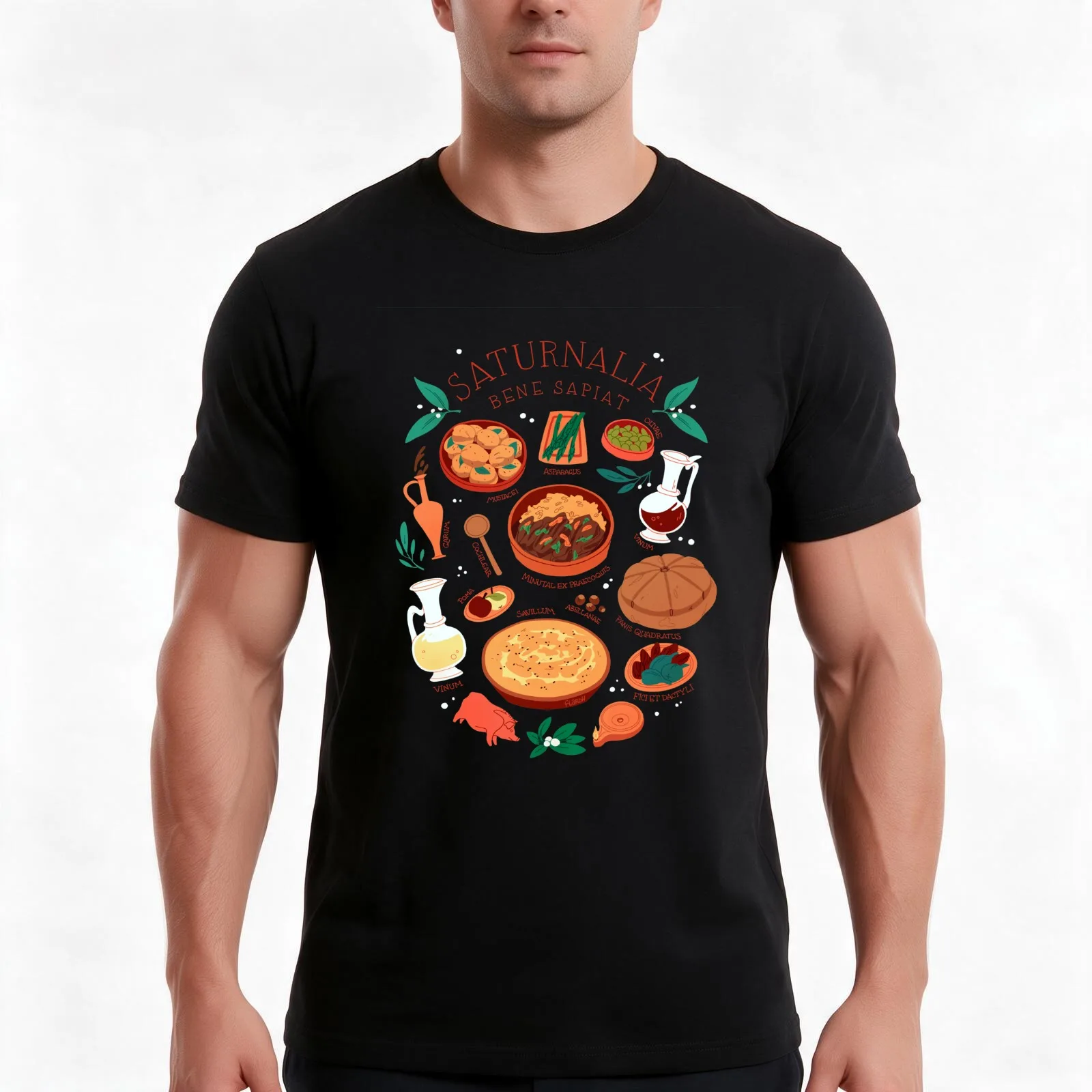 Saturnalia Feast T-Shirt Summer Casual Cotton Tee Oversized Streetwear Tops Vintage Graphic Print Loose Fit Short Sleeve