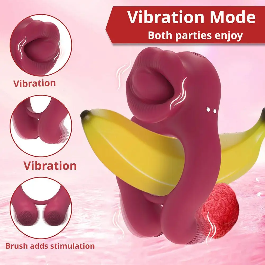 3 Motor Sucking Tongue Licking Clit G-Spot Clitoris Stimulator Vibrating Cock Ring Clitoral Stimulator Mini Silent Couple Toy view 2