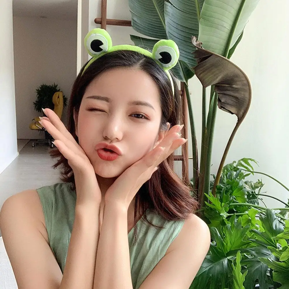 Cute Funny Frog Makeup Headband Wide-brimmed Elastic Hairbands Cute Girls Hair Bands Women Hair Accessories Girls Hairband