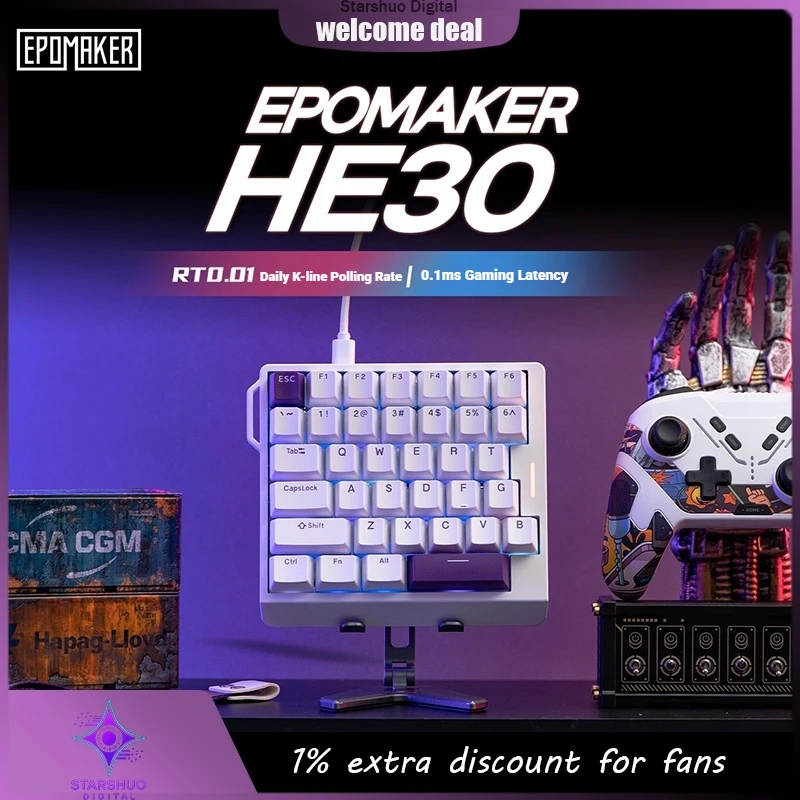 

EPOMAKER HE30 One-Handed E-Sports Magnetic Switch Mechanical Keyboard Valorant Quick-Stop Essential Compact Portable Keyboard