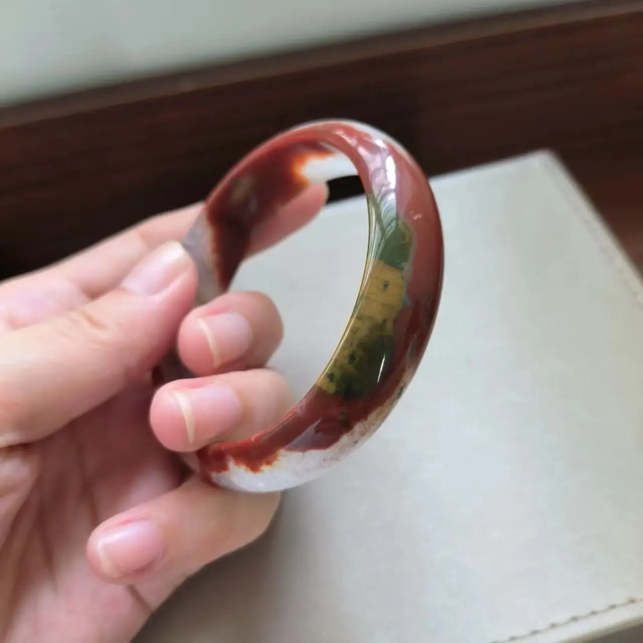 1pcs/lot Natural cinnabar red crystal coexistence Agate Bracelet nice texture unique antique accessories gift Ladies Jewelry