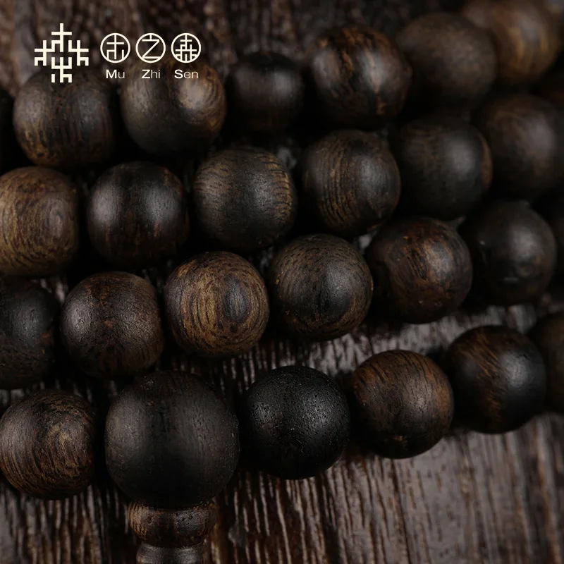 Vietnam Nha Trang Submerged-grade Machilus Chinensis Old Material 8mm*38.5g Agarwood Beads Bracelet