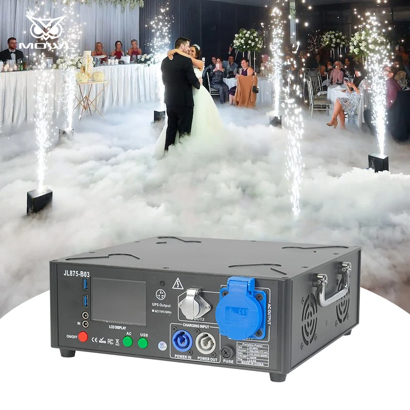 

Black Mobile Battery Powered Packs Base Cold Spark Machine for Wedding Party