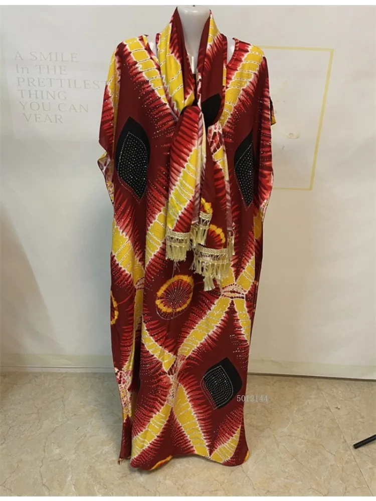 

Islamic Abaya Dress Cotton Printed Robe Muslim Prayer Wear for Women Nigerian Dubai Abayah with Hijab Scarf
