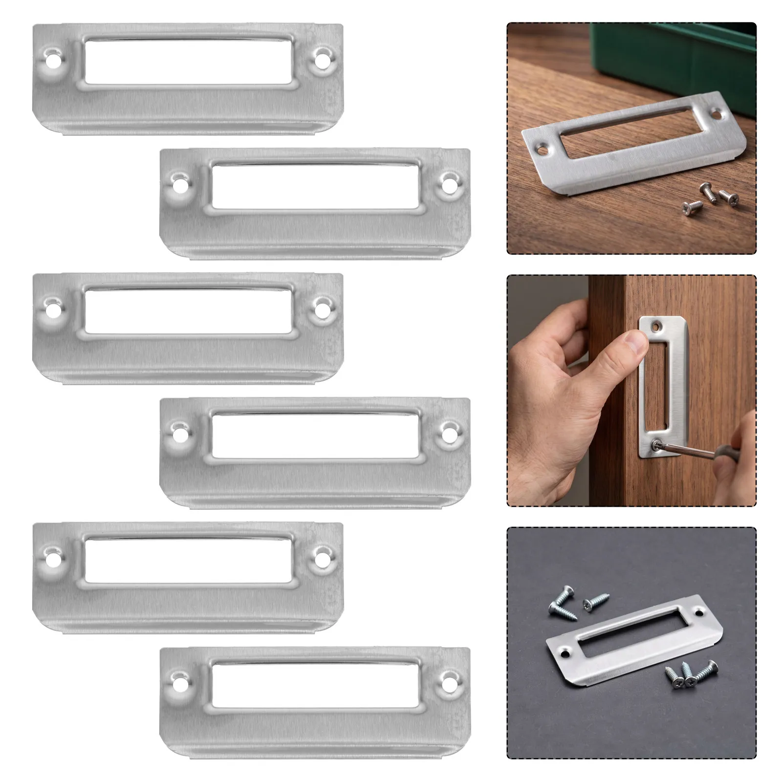 6Pcs Door Latch Plate Stainless Steel Lock Striker Plate for Smooth Operation Interior Wood Doors Mortise Lock Replacement