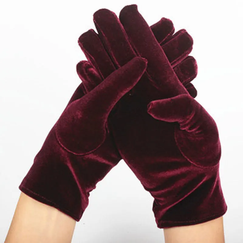 Autumn Winter Warm Velvet Gloves Solid Color Driving Goves Fashion Etiquette Mittens Quality Elastic Outdoor Goves Velvet Gloves