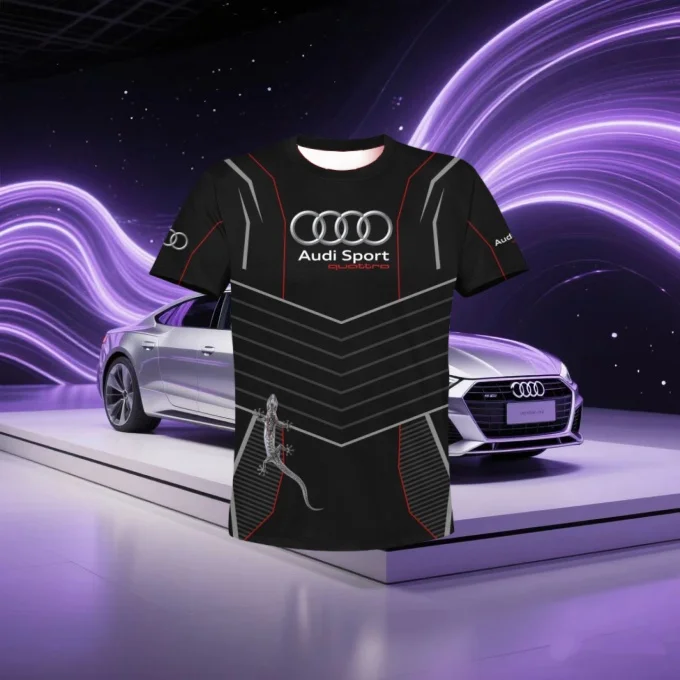 

Новая летняя футболка Audi с короткими рукавами и 3D принтом для занятий спортом на открытом воздухе, быстросохнущая, дышащая, крутая тонкая футболка из полиэстера