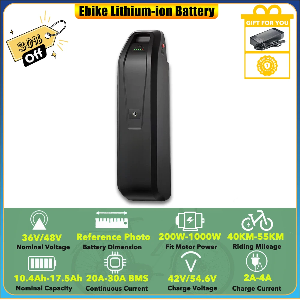 

48 В 10,4 Ач 12 Ач 14 Ач литий-ионный аккумулятор для электрического велосипеда Qlifebike Racer 20x4.0 дюйма с толстыми шинами