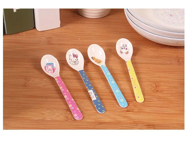 10pcs/lot Baby Spoon Set Baby Toddler Feeding Food Plastic Spoons Kitchen Tableware KC 1414