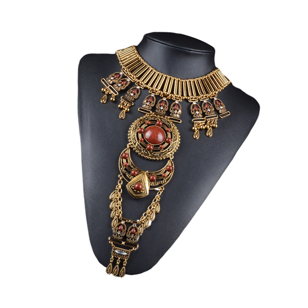 

1Pc Bohemian Style Retro Necklace Body Chain Fashion Vintage Ethnic Style Necklace for Women Ladies Golden