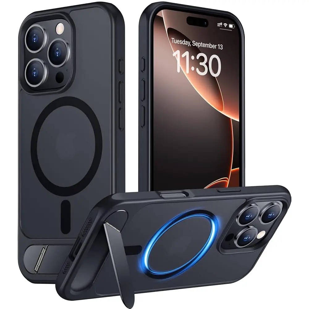 

Magnetic Compatible with iPhone 16 Pro Max Case, [Built-in Invisible Kickstand][Compatible with MagSafe] [Military Grade Sho
