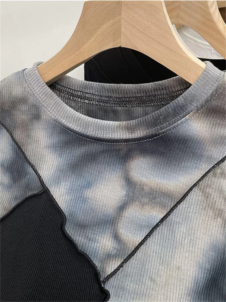 91%  Modal T Shirt Women Summer T-Shirt Woman Clothes Tops Spring Slim Tshirt Female Long Sleeve Crop Top Womens Y2k Tie Dye