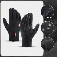 Fall Winter Cycling Sports Gloves Adult Unisex Zipper Anti-slip Windproof Keep Warm Touch Screen Full Finger Waist Gloves