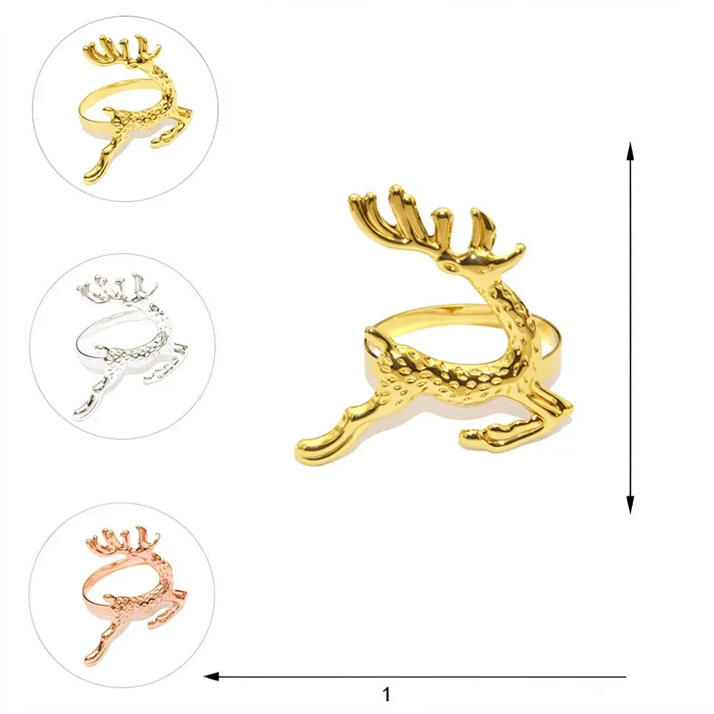 Elegant Gold Reindeer Table Napkin Holder Metal Elk Ring Decoration For Christmas Holiday Dinner Table Decor
