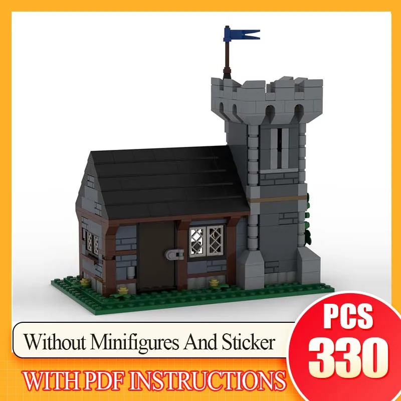 

330 шт. MOC, средневековый дом, уютная модульная модель архитектуры, строительные блоки, собранные игрушки-головоломки, оригинальные кирпичи, праздничные подарки