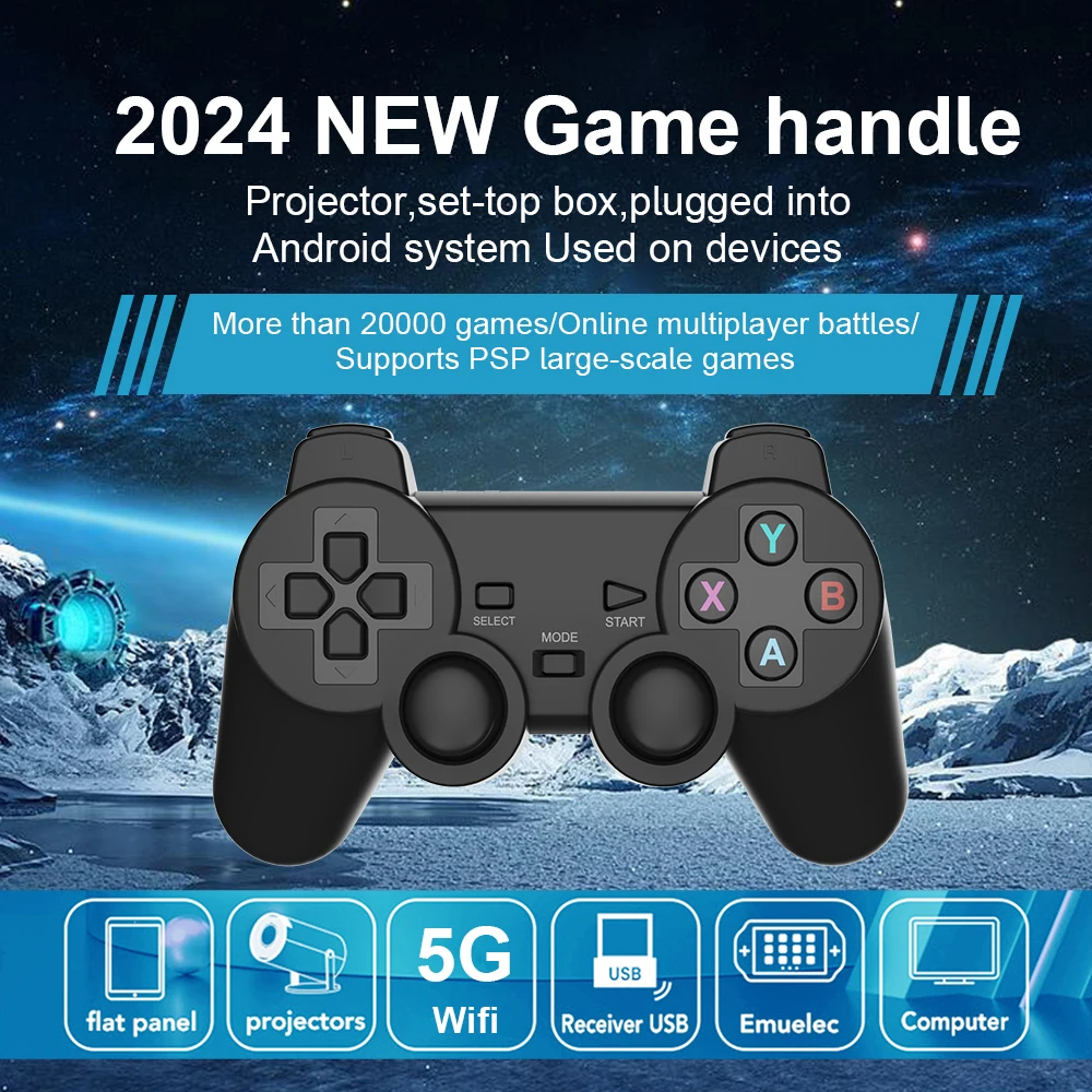 Velec Game Projector HY320 MINI 2IN1 Professional Chip Android Projector With 2 Wireless Game Controllers Built-in 20000+ Games