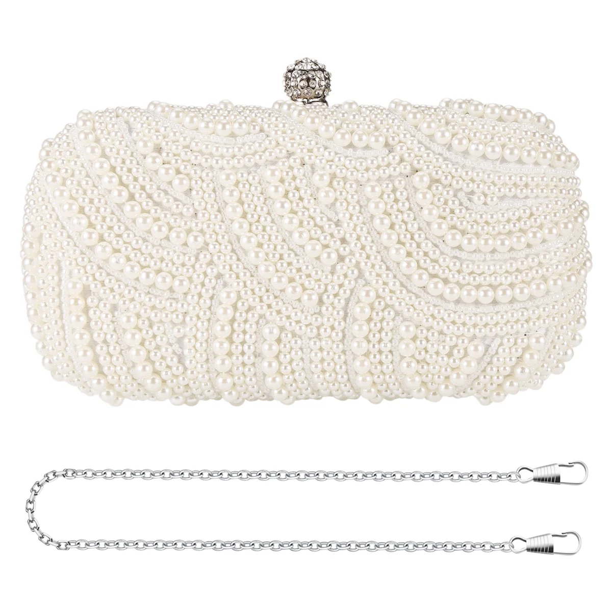 

A97G Pearl Clutch Bags Women Purse Ladies Hand Bags Evening Bags for Wedding Pearl Fashion Clutch Bags - White