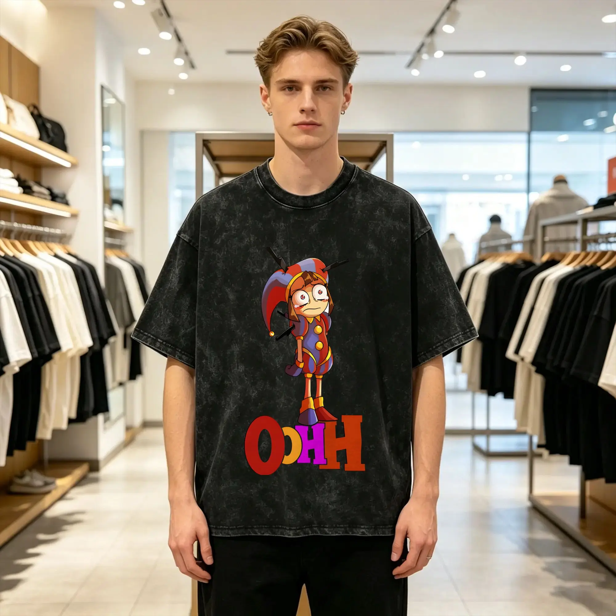 Cartoon Digatal Circus T Shirt  Trendy Cool T Shirts Short-Sleeved Vintage Tshirt Summer Casual O-Neck Big Size Tees