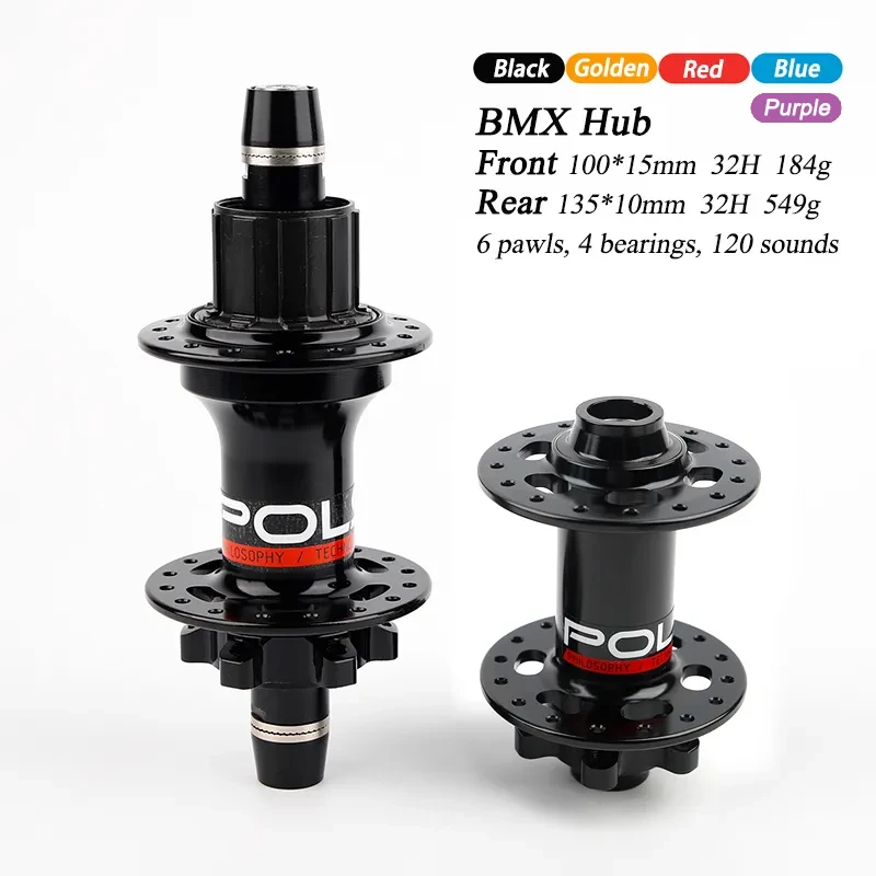 POLSO BMX Dirt Jump Hub Front And Rear Hub CNC Machining Aluminum Alloy 32 Holes Bicycle Street Trial Hubs With Disc Brake