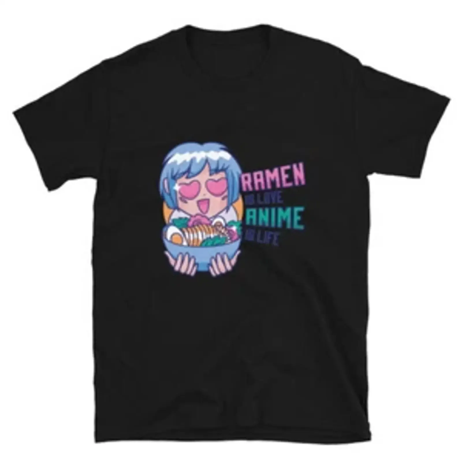 Anime Ramen College Life Funny T Shirt vintage Washed Top For Everyday Wear Slightly Stylish Casual Unisex homme