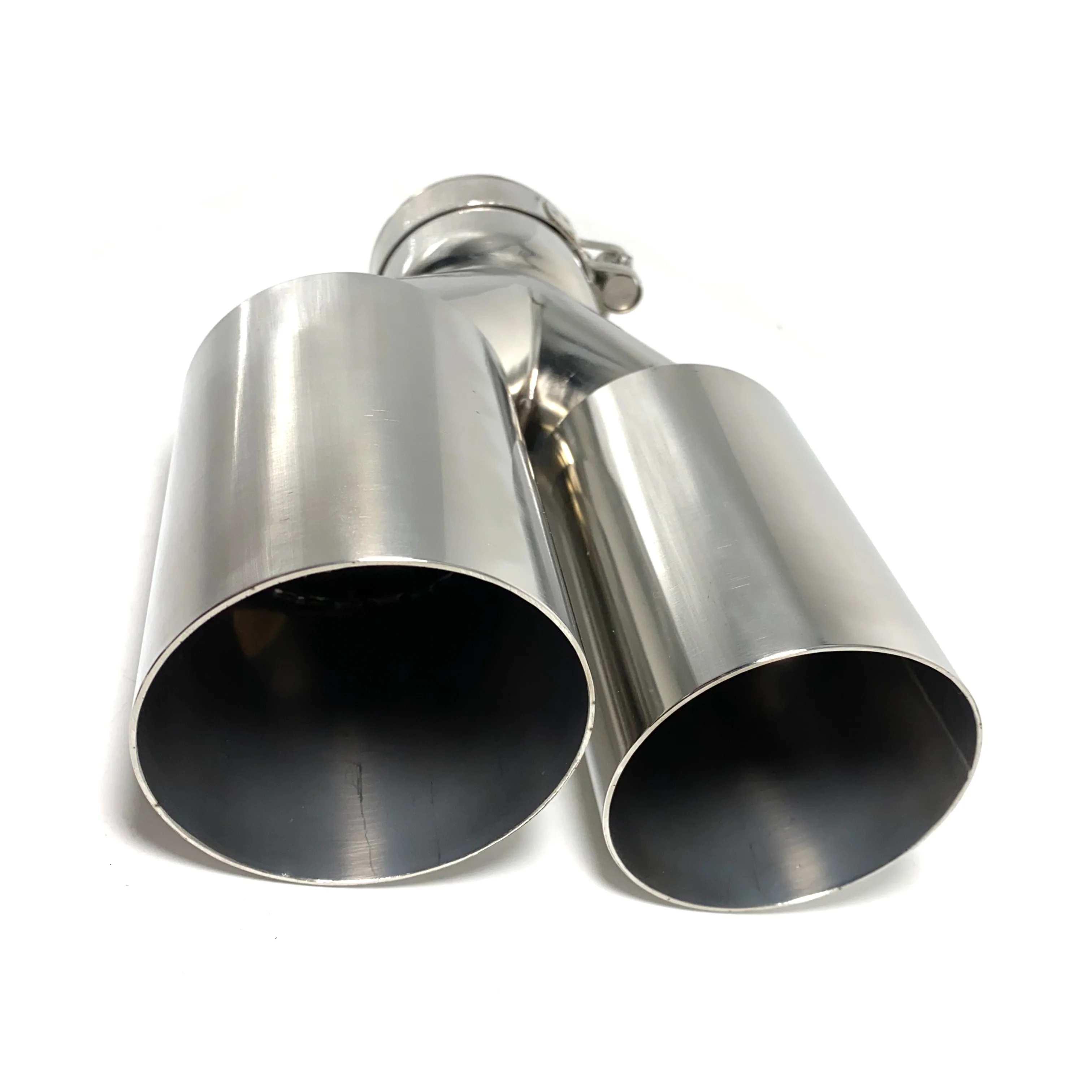 Simgle Layer Dual Exhaut Pipe Universal Left Or Right Side Double Shinny Stainless Steel Car Muffler Tip