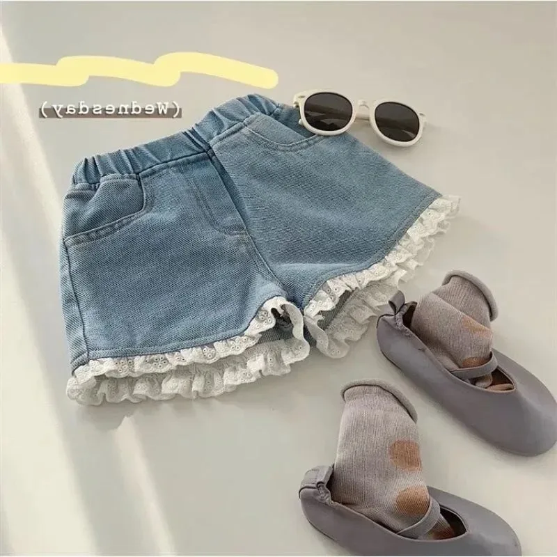 

Girls Denim Shorts for Summer New Korean Style Baby Versatile Thin Style for Children's Summer Outfits for Fashionable Shorts
