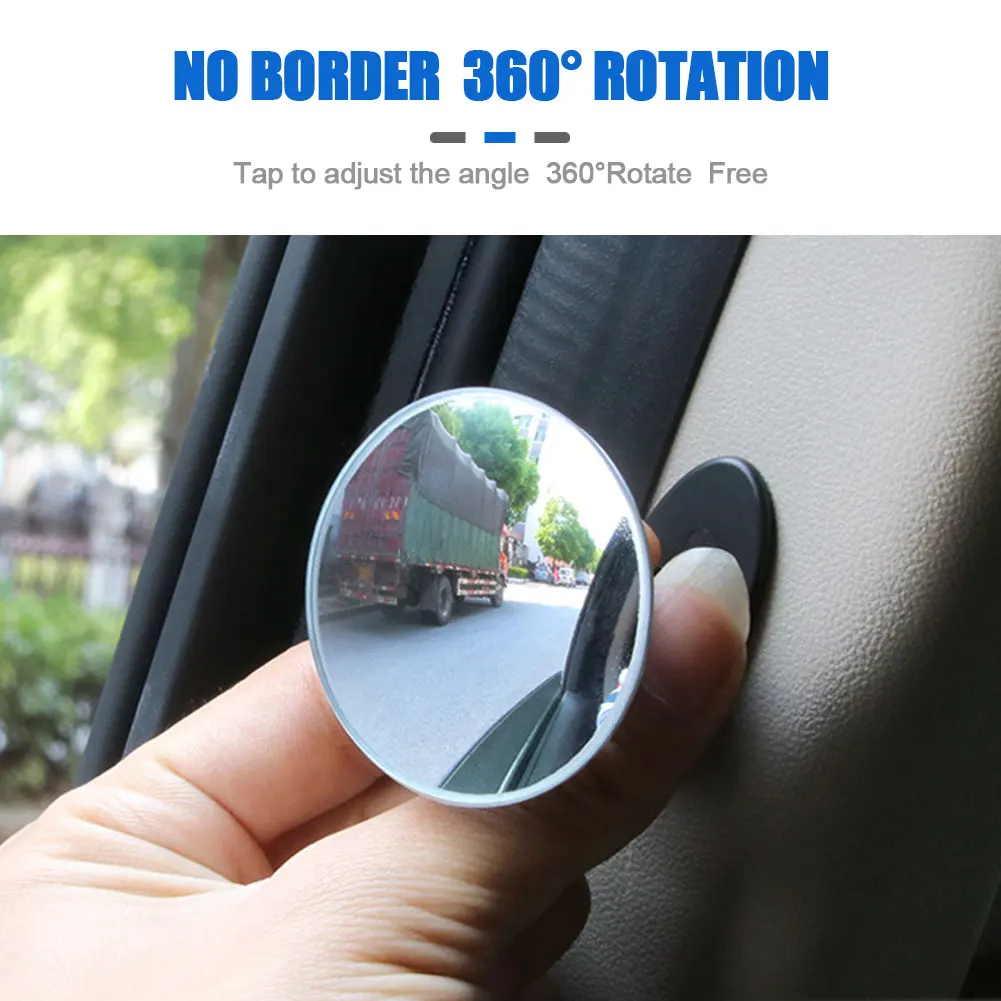 360 Degree Rotable Rimless Universal wide angle Round blind spot mirror Car Rearview Convex Mirror for parking safety