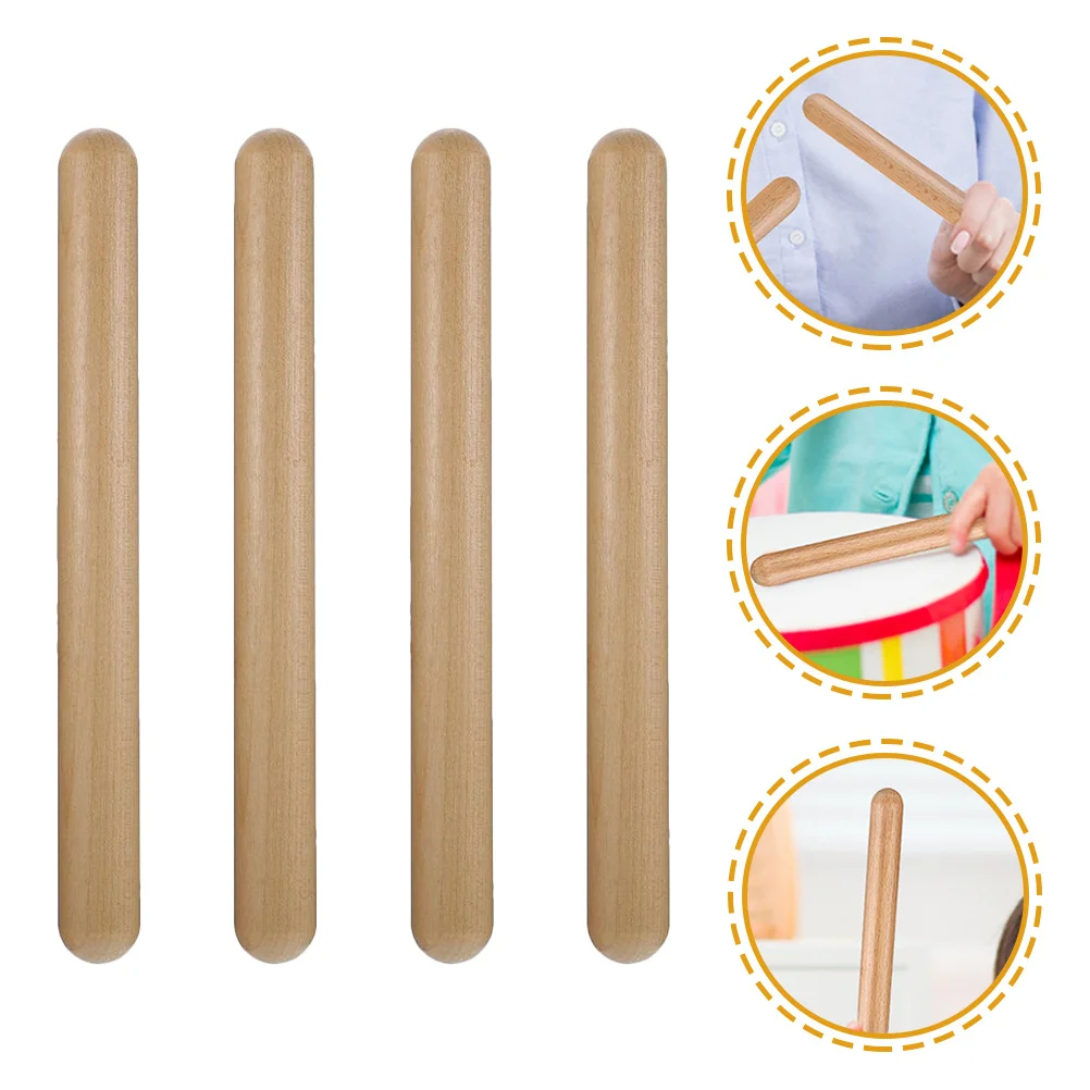 

4pcs Wooden Rhythm Sticks Claves Musical Instrument Bright Resonant Sound Preschool Learning Tool For Classroom Home Use African
