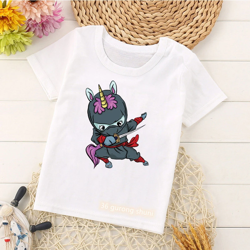 Unicorn Angel Animal Print Tshirt Girls/Boys Kids Clothes Short Sleeve Tops T Shirt Kawaii Children'S Clothing Harajuku Shirt