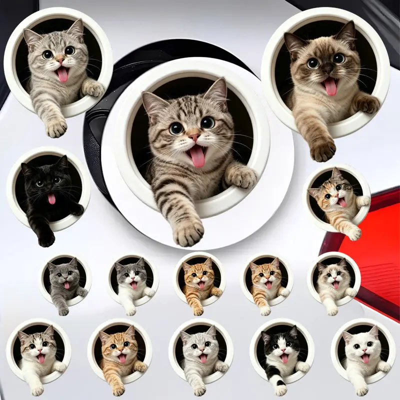 1Pc Peeking Cat Waterproof Removable Car Stickers For Auto Window Bumper Motorcycle Decor