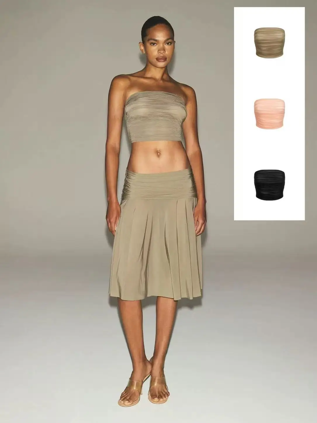 

KIM new Bella same style strapless pleated elastic top vest
