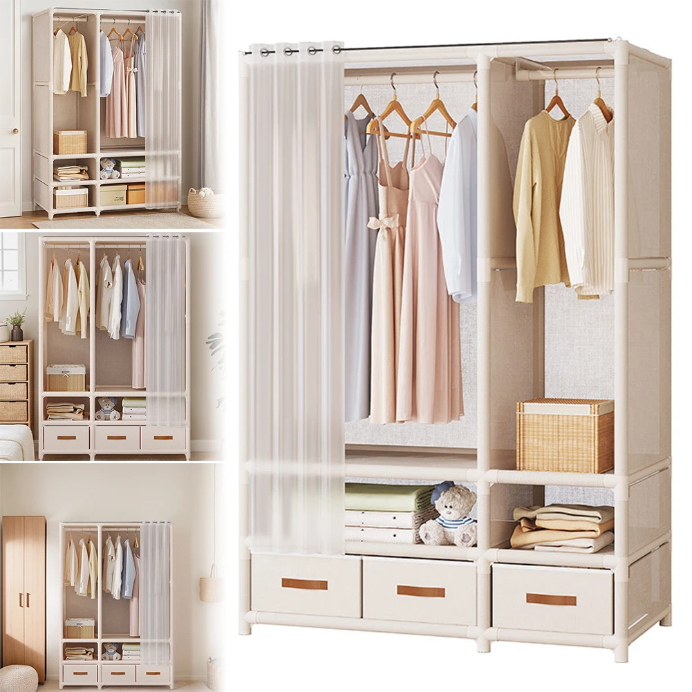 

Floor Type Clothing Storage Rack Assemble Simple Fabric Floor Wardrobe Large Capacity Multi-Layer Storage Wardrobe for Home Dorm